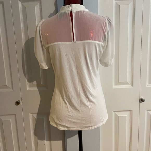 White sheer and tshirt material top - Picture 3 of 4